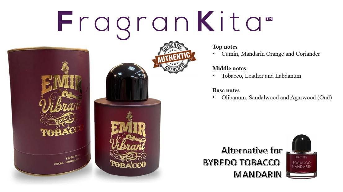 Paris Corner Emir Vibrant Spicy Tobacco 100 ml EDP [alternative to ByRedo  Tobacco Mandarin]